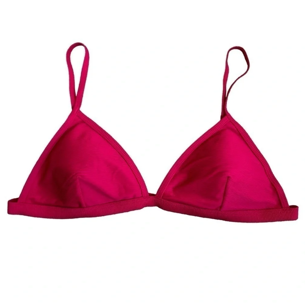 NWT J. Crew Ribbed Triangle Bikini Top Wild Hibiscus Pink Sz XXL